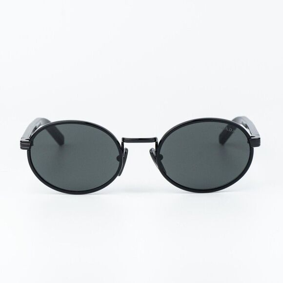 Prada Women Sunglasses Black Grey Oval PRB56S AAV08Z NEW AUTHENTIC